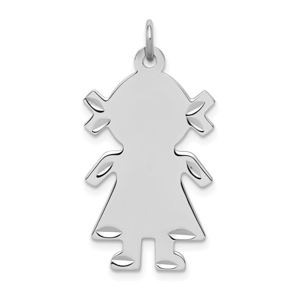 Million Charms Sterling S. Rh-plt Engravable Girl Front/Satin Back Disc Charm